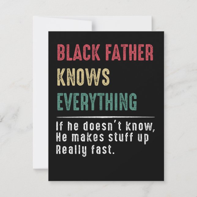 Dad Gift | Black Father Knows Everything Dad Gift Thank You Card (Front)