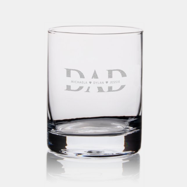 Dad Gift Children's Names Etched Rocks Glass (Glassware)