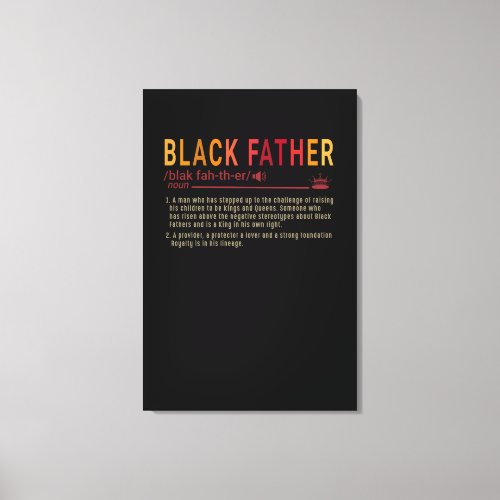 Dad Gift  Definition Dad Black Father Gift Canvas Print