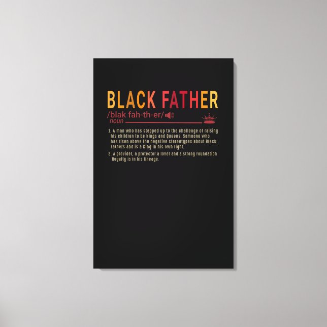 Dad Gift | Definition Dad Black Father Gift Canvas Print (Front)