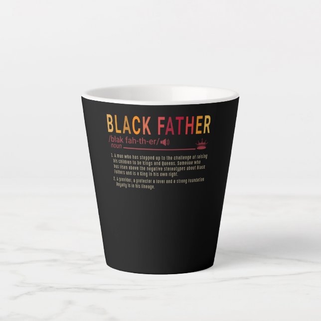 Dad Gift | Definition Dad Black Father Gift Latte Mug (Front)