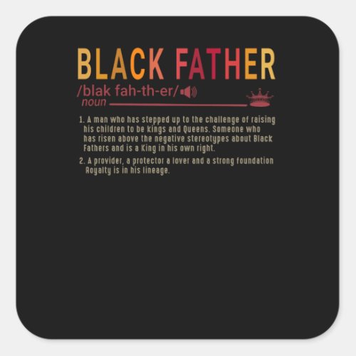 Dad Gift  Definition Dad Black Father Gift Square Sticker