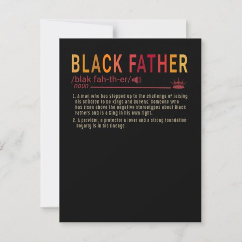Dad Gift  Definition Dad Black Father Gift Thank You Card