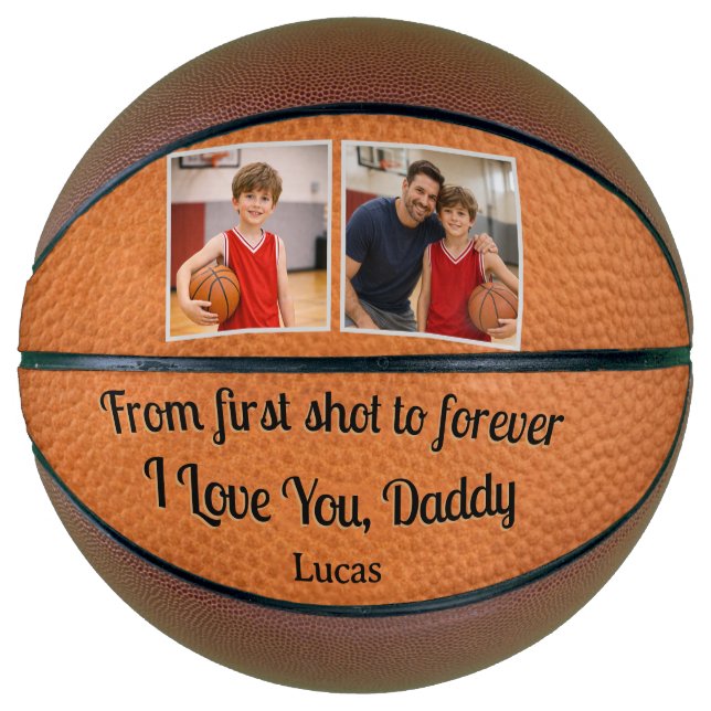 Dad Gift From First Shot to Forever 2 Photo Basketball (Front)