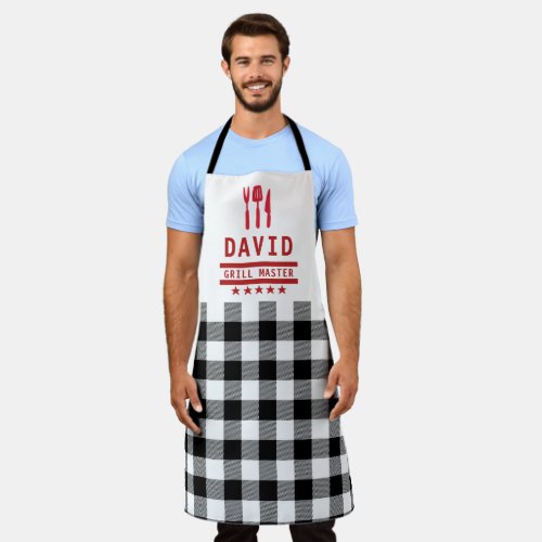Dad Gift Grill Master BBQ Plaid Fathers Day Apron