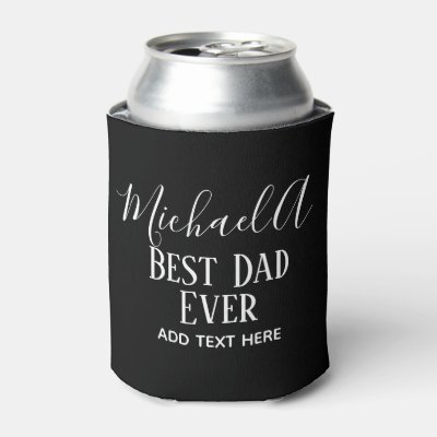 DAD Gift Personalized Classic Black White Can Cooler