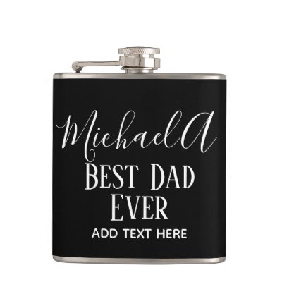 DAD Gift Personalized Classic Black White Flask