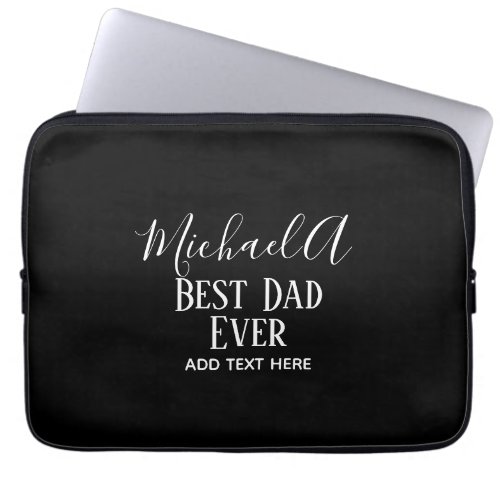 DAD Gift Personalized Classic Black White Laptop Sleeve