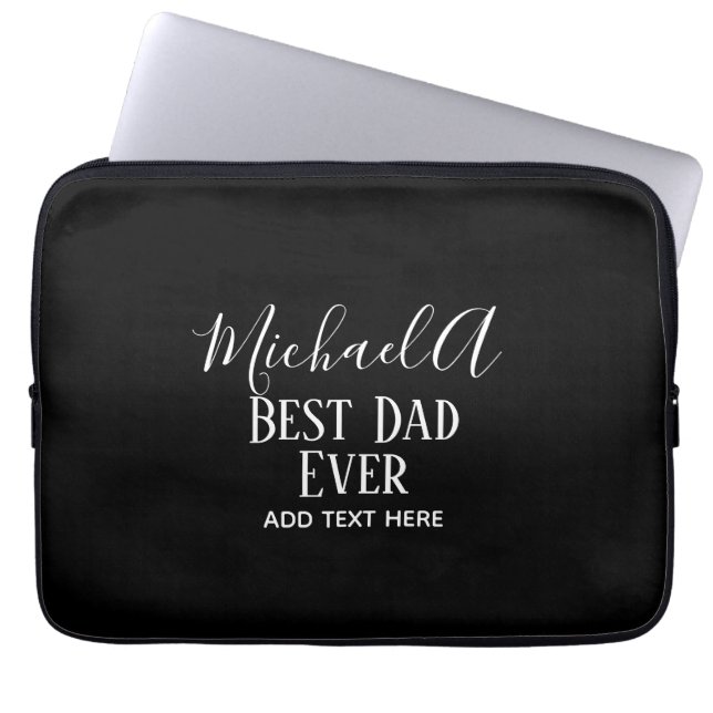 DAD Gift Personalized Classic Black White Laptop Sleeve (Front)