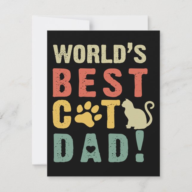 Dad Gift | World's. Best. Cat. Dad ! Thank You Card (Front)