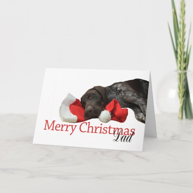 Dad Glossy Grizzly Shorthaired Pointer Holiday Card (Front)