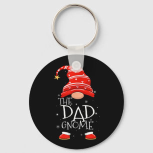 Dad Gnome Buffalo Plaid Matching Family Christmas Keychain