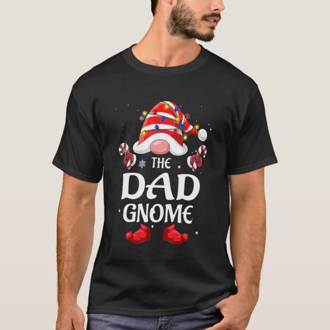 Dad  Gnome Buffalo Plaid Matching Family Christmas T-Shirt (Front)