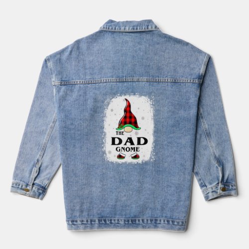 Dad Gnome Buffalo Plaid Matching Family Xmas Pajam Denim Jacket