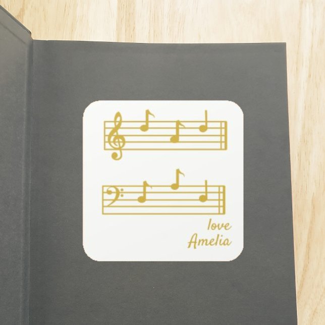 DAD GOLD & CREAM MUSICAL NOTES SCORE BOOKPLATE (Creator Uploaded)