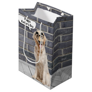 Dad Golden Retriever with Mustache Mask Medium Gift Bag