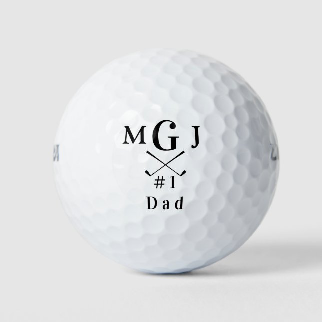 Dad Golf Clubs Monogrammed Initials #1 Dad Balls (Front)