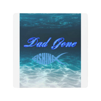 Dad Gone Fishing Tabletop Plaque with Easel Metal Print