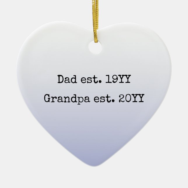Dad Grandpa Est Established Grandpa to be gift Ceramic Ornament (Front)