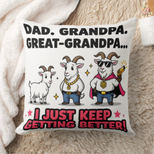 Dad Grandpa Great-Grandpa GOAT Evolution Gift Throw Pillow