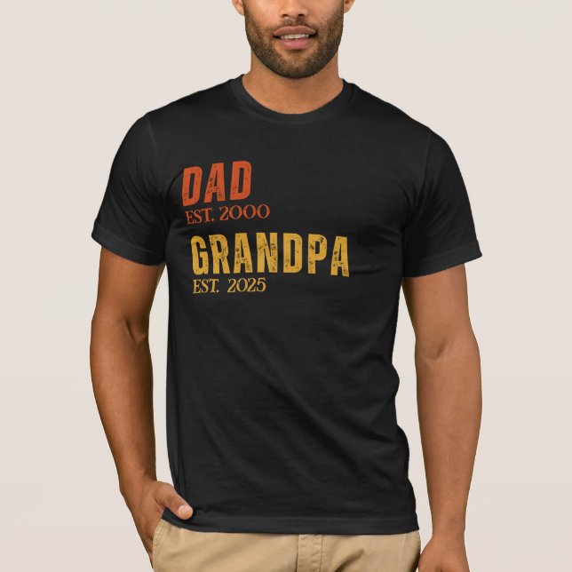 Dad Grandpa Personalized Est. Year Retro Custom T-Shirt (Front)