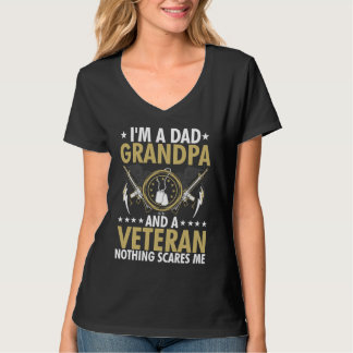 Dad Grandpa Veteran American Flag Patriotic Grandf T-Shirt