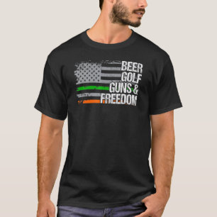 Dad Grandpa Veteran Irish Us Flag Beer Golf Guns F T-Shirt