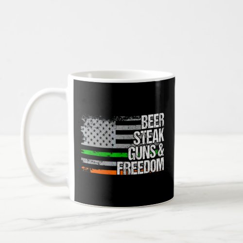 Dad Grandpa Veteran Irish Us Flag Beer Steak Guns  Coffee Mug