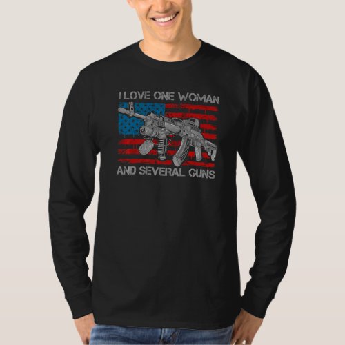 Dad Grandpa Veteran US Flag I Love One Woman  Sev T_Shirt