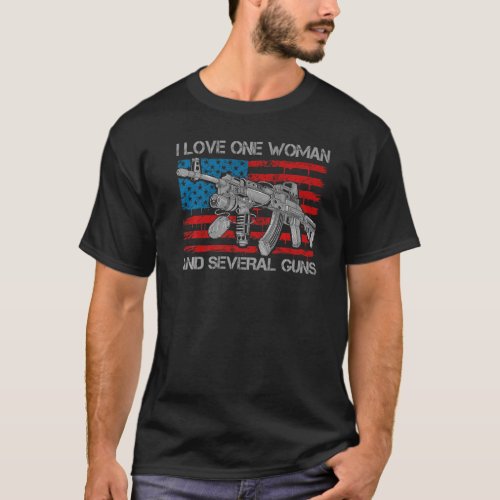 Dad Grandpa Veteran US Flag I Love One Woman  Sev T_Shirt