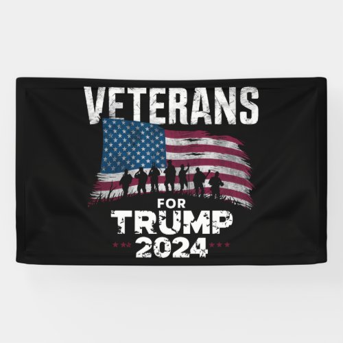 Dad Grandpa Veterans For Trump 2024 American Flag  Banner