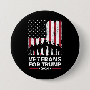 Dad Grandpa Veterans For Trump 2024 American Flag Button