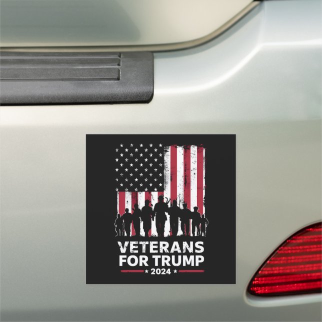 Dad Grandpa Veterans For Trump 2024 American Flag Car Magnet (In Situ)