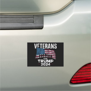 Dad Grandpa Veterans For Trump 2024 American Flag Car Magnet