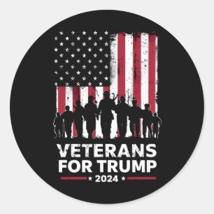 Dad Grandpa Veterans For Trump 2024 American Flag Classic Round Sticker