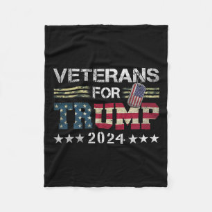 Dad Grandpa Veterans For Trump 2024 American Flag Fleece Blanket