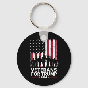 Dad Grandpa Veterans For Trump 2024 American Flag Keychain
