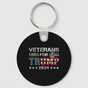 Dad Grandpa Veterans For Trump 2024 American Flag Keychain