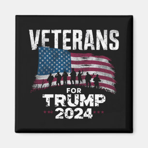 Dad Grandpa Veterans For Trump 2024 American Flag Magnet