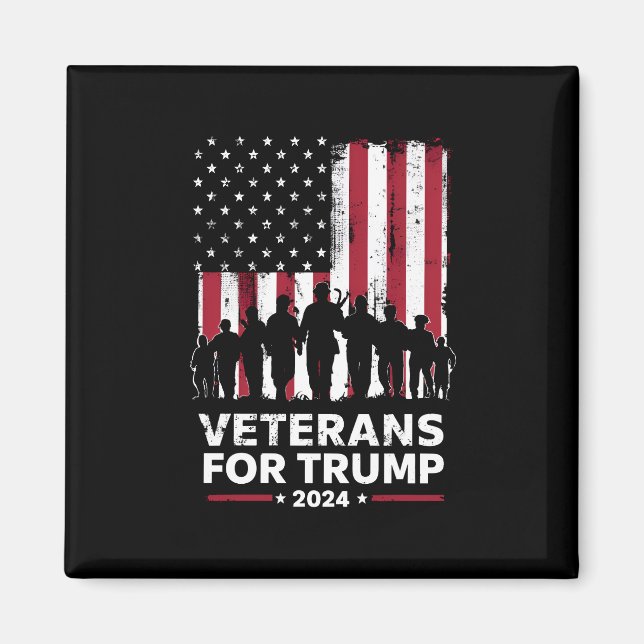 Dad Grandpa Veterans For Trump 2024 American Flag Magnet (Front)