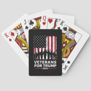 Dad Grandpa Veterans For Trump 2024 American Flag Poker Cards