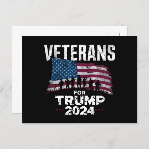 Dad Grandpa Veterans For Trump 2024 American Flag  Postcard