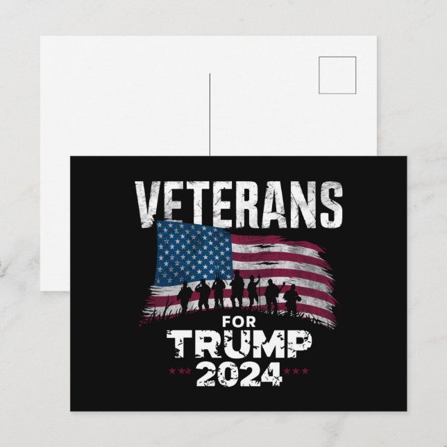 Dad Grandpa Veterans For Trump 2024 American Flag  Postcard (Front/Back)