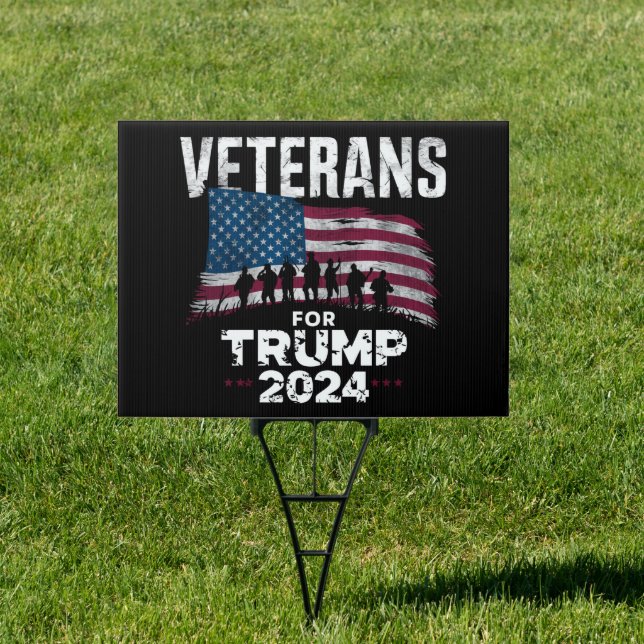 Dad Grandpa Veterans For Trump 2024 American Flag  Sign (Insitu)