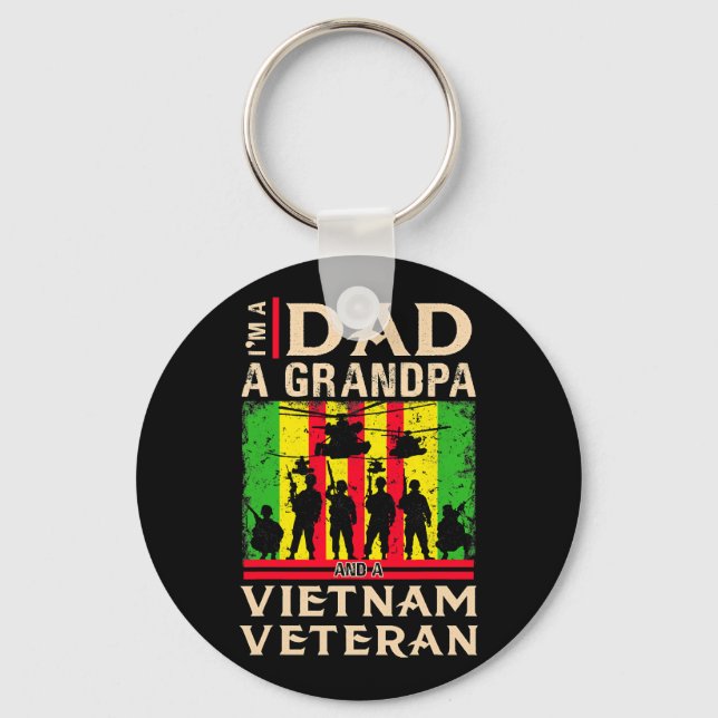 Dad Grandpa Vietnam Veteran Shirts veteran fathers Keychain (Front)