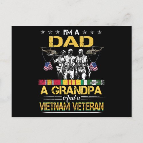 Dad Grandpa Vietnam Veteran Vintage Military Announcement Postcard