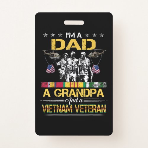 Dad Grandpa Vietnam Veteran Vintage Military Badge