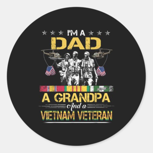 Dad Grandpa Vietnam Veteran Vintage Military Classic Round Sticker