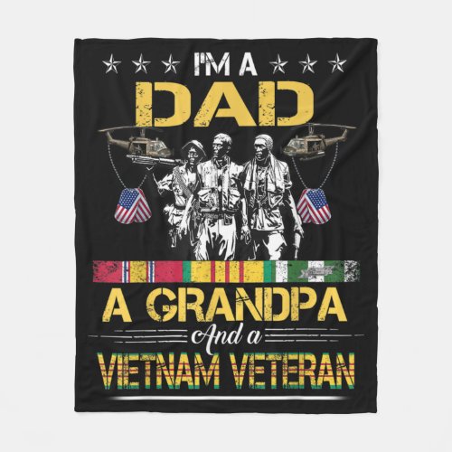 Dad Grandpa Vietnam Veteran Vintage Military Fleece Blanket