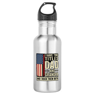 Dad Grandpa Vintage Patriotic Family Shirt Design_ Stainless Steel Water Bottle